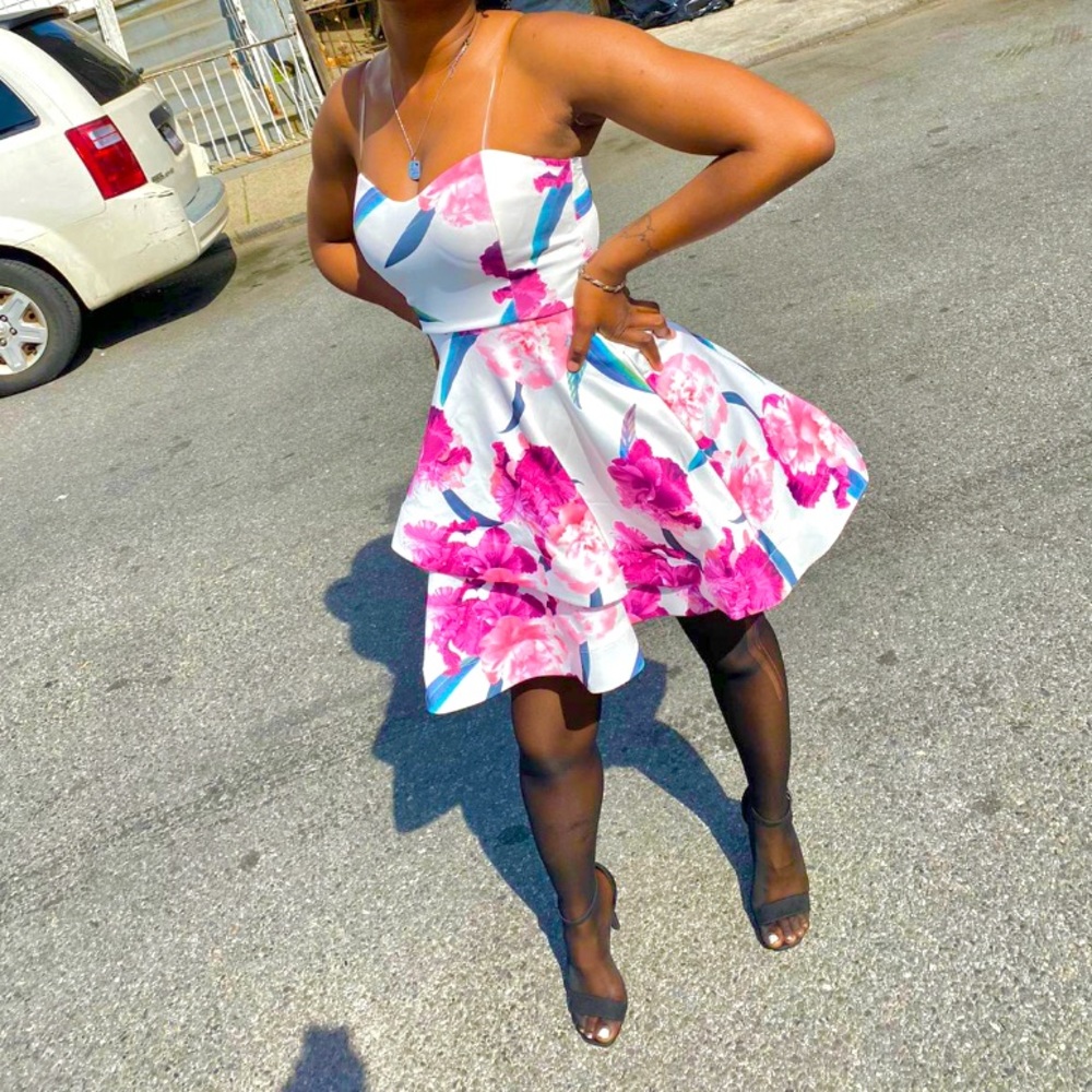 Floral strapless dress (Fashion Nova)